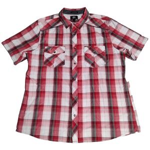 ROCK & REPUBLIC Men Size XL Red Gray Plaid Western Shirt